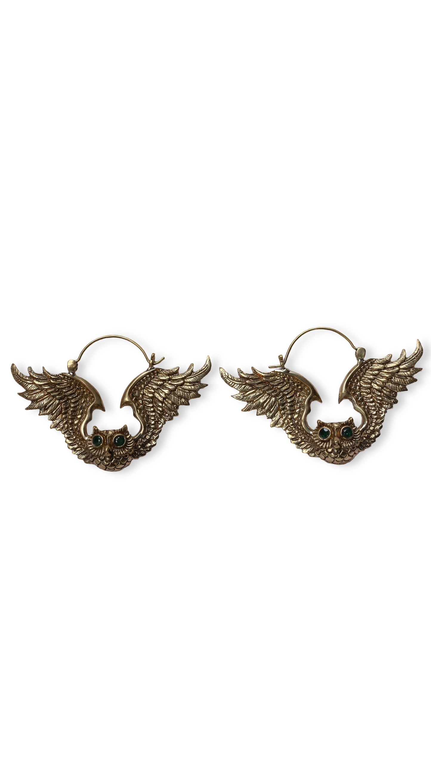 Pair of wing-shaped earrings, owl earrings