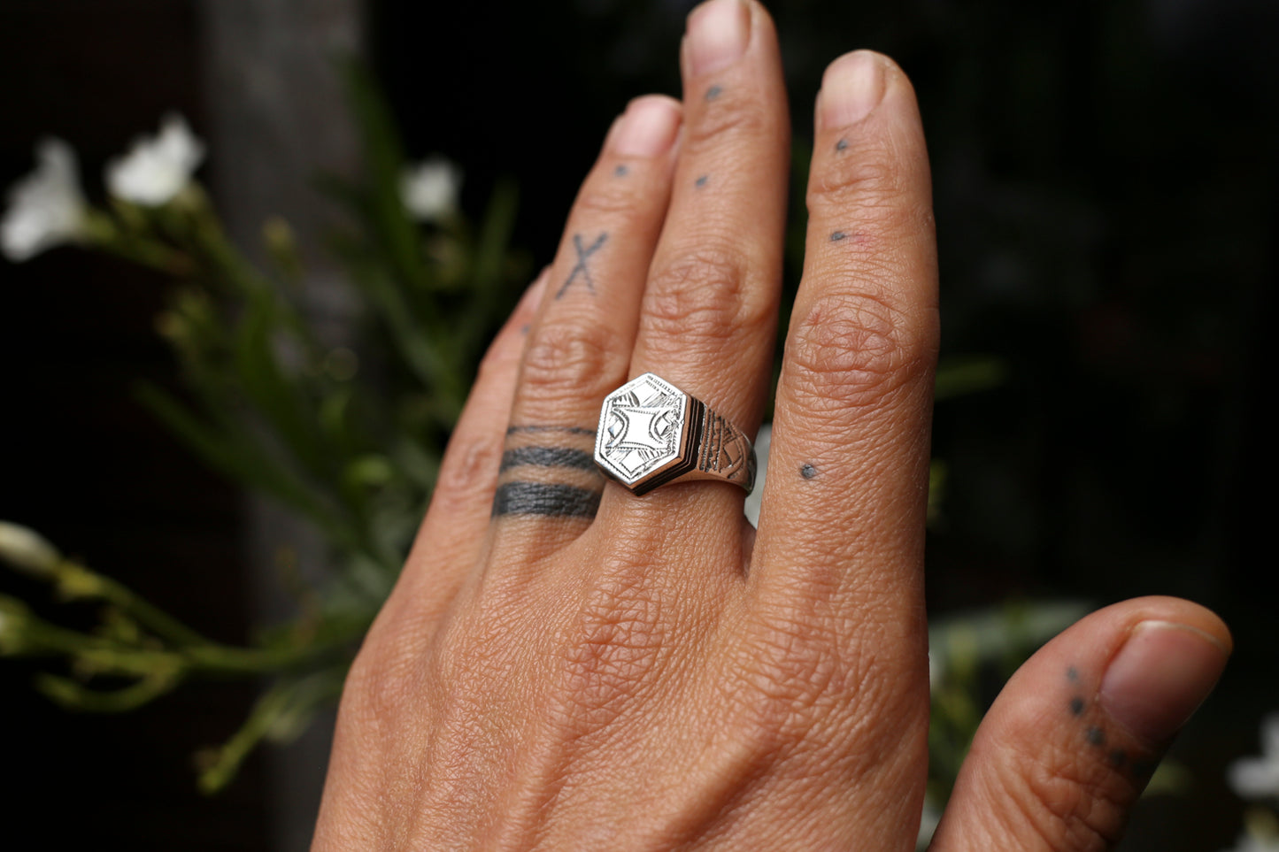 Silver Tribal & Ebony Ring II