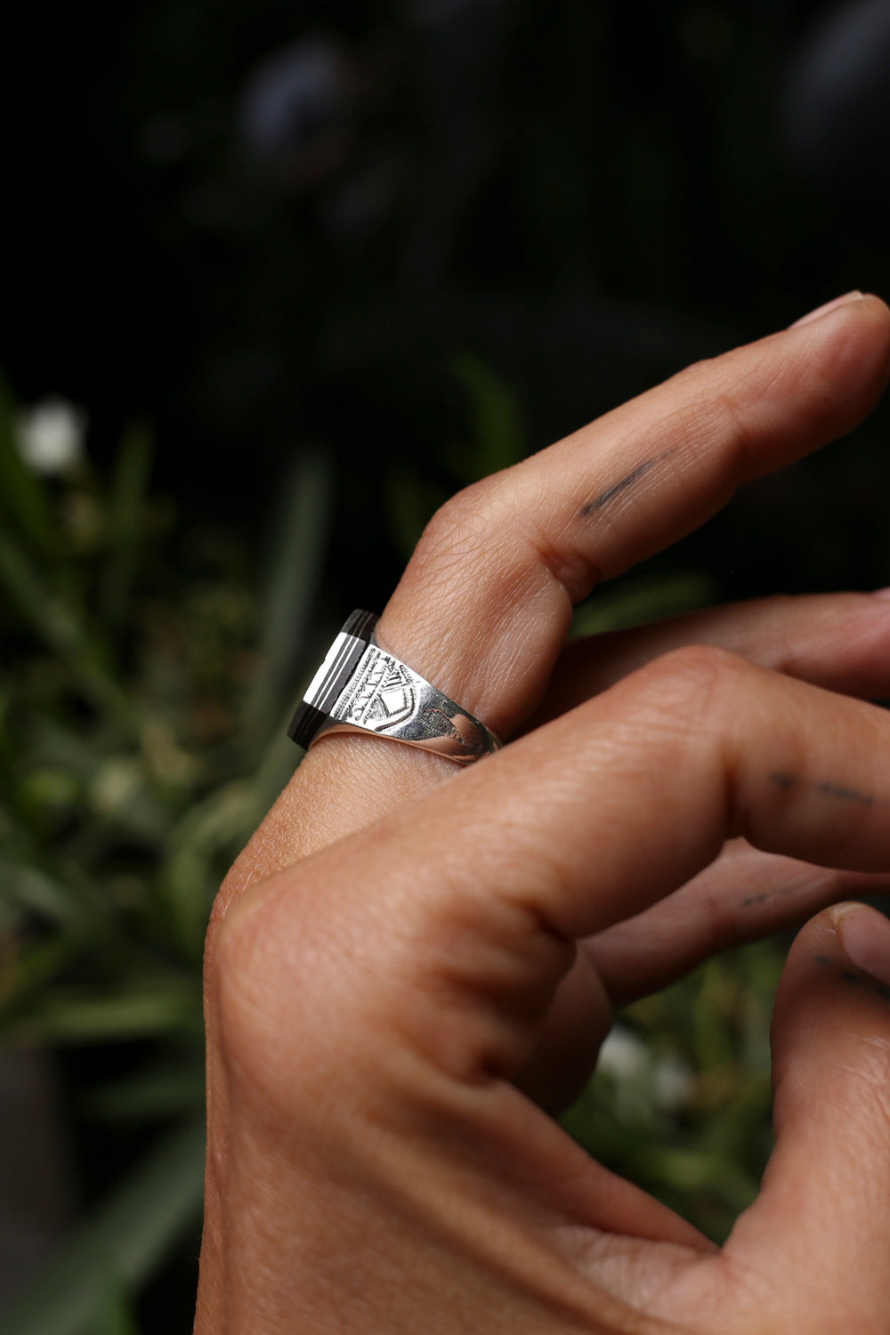 Silver Tribal & Ebony Ring II