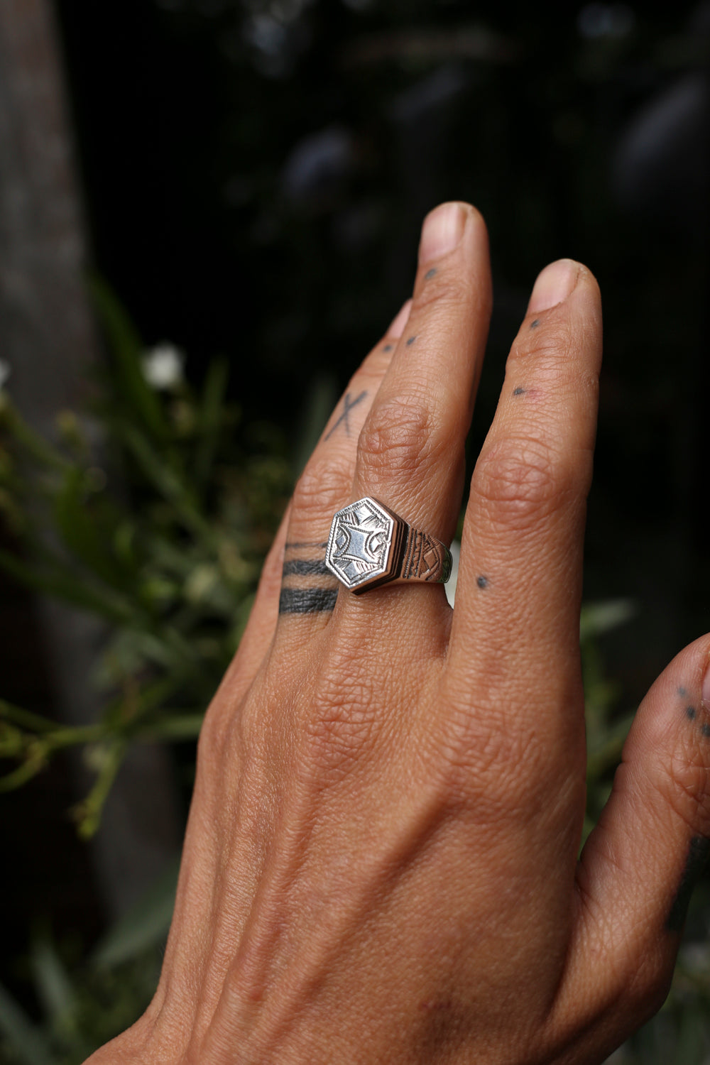 Silver Tribal & Ebony Ring II