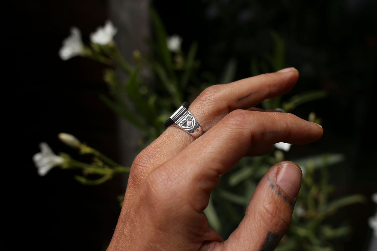 Silver Tribal & Ebony Ring II