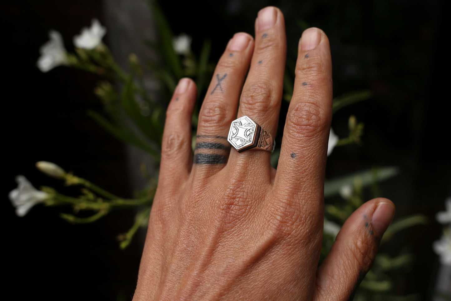 Silver Tribal & Ebony Ring II