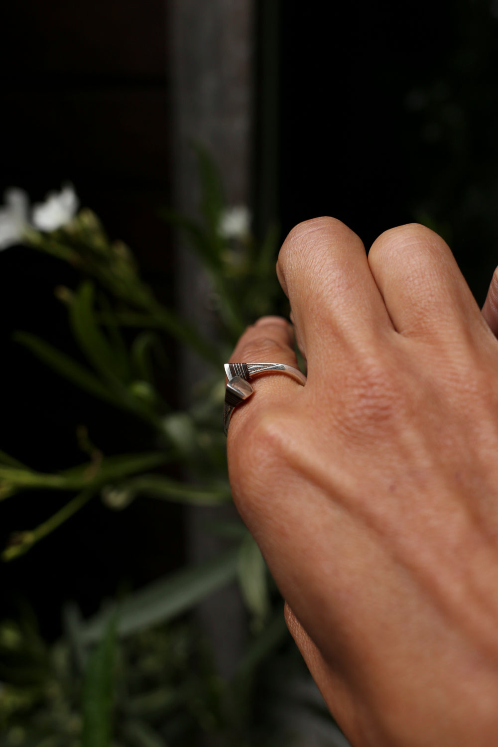 Silver Tribal & Ebony Ring