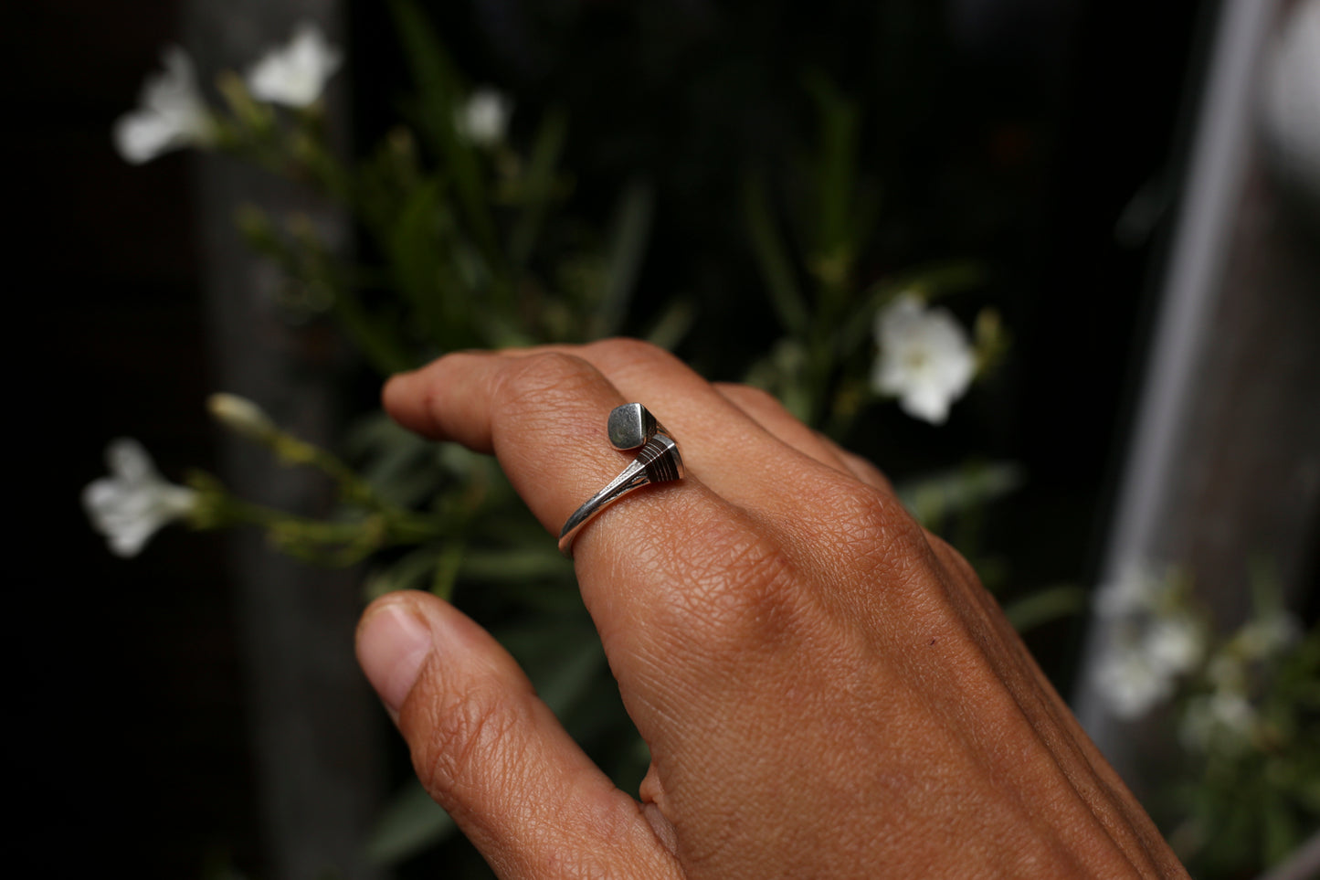 Silver Tribal & Ebony Ring