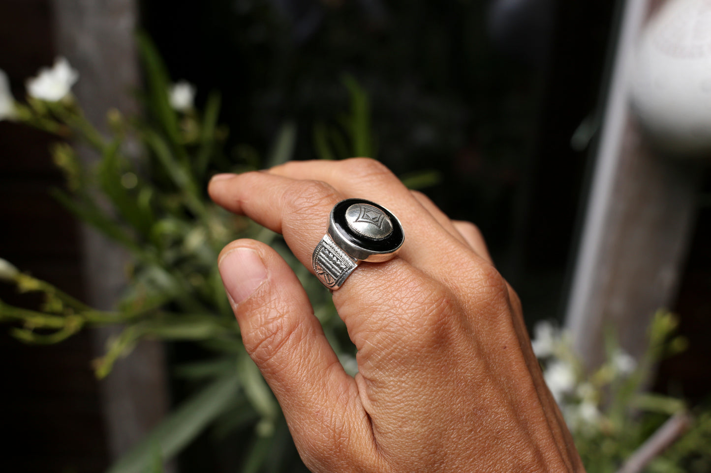 Silver & Onyx Ring – Handcrafted in Niger