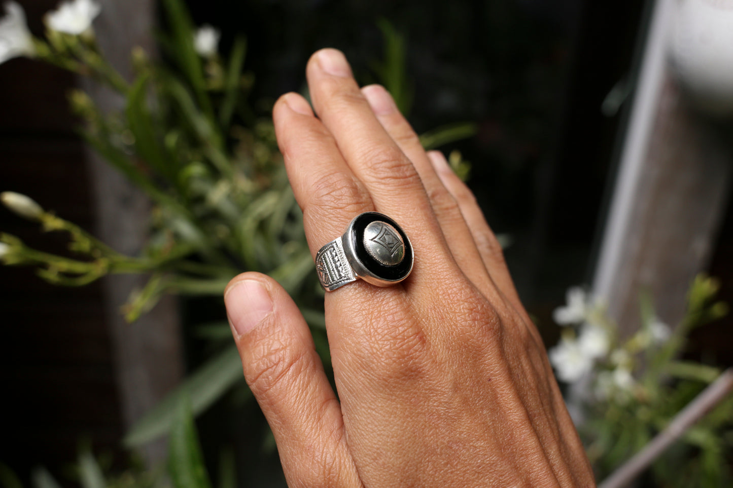 Silver & Onyx Ring – Handcrafted in Niger