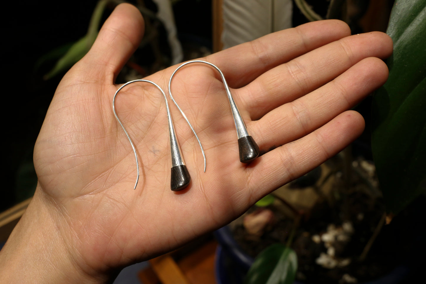 Handmade Silver and Ebony Earrings from Niger
