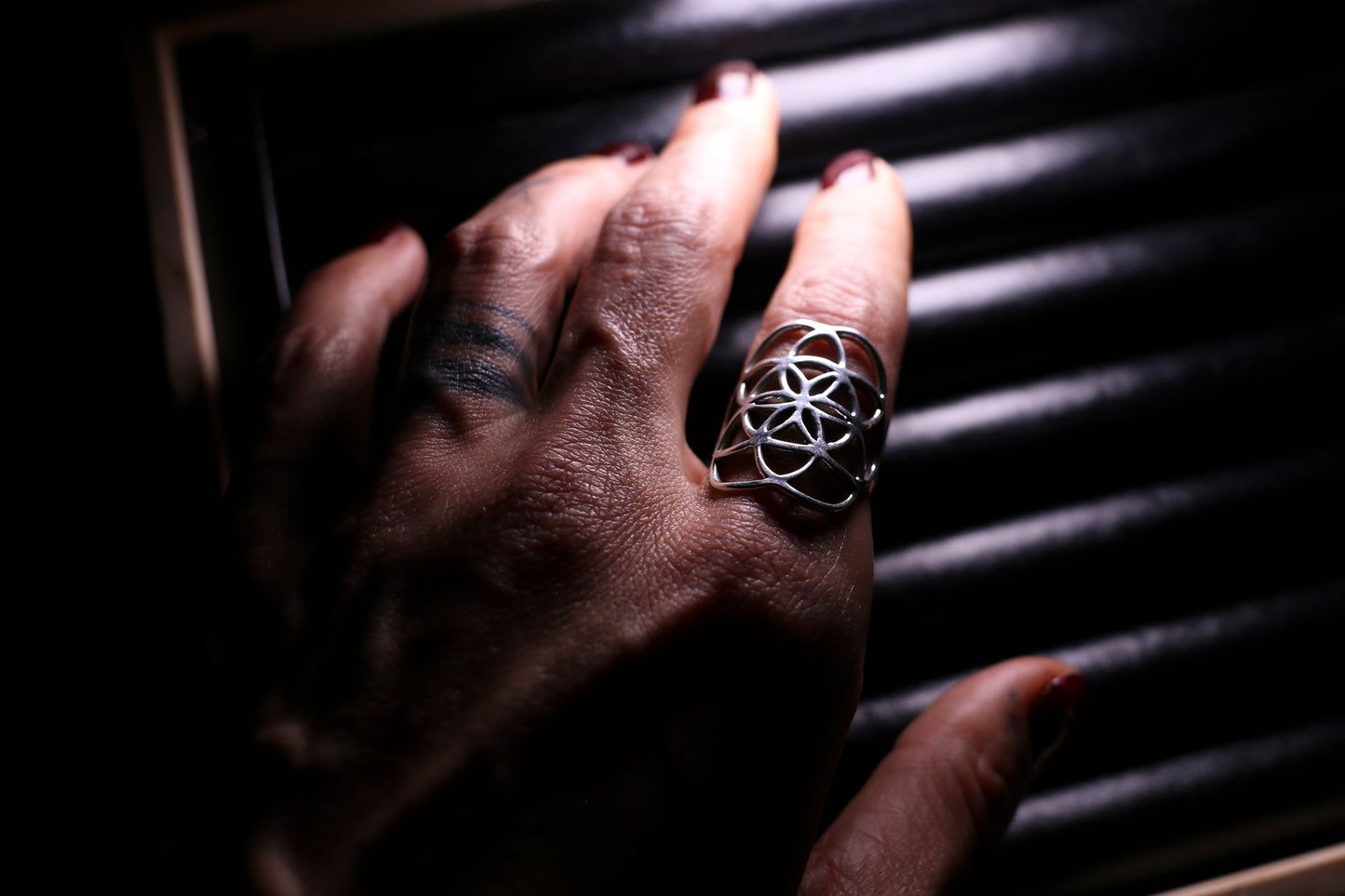 silver ring flower of life doti sutra