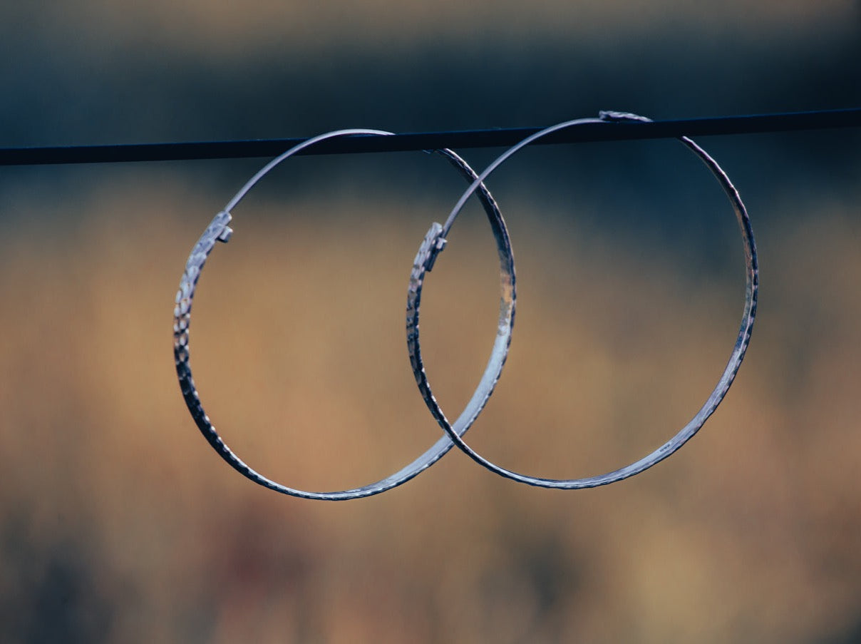 round silver hoop earrings handmade gift for her doti sutra