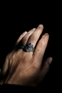 Silver Ring with Amethyst Stones