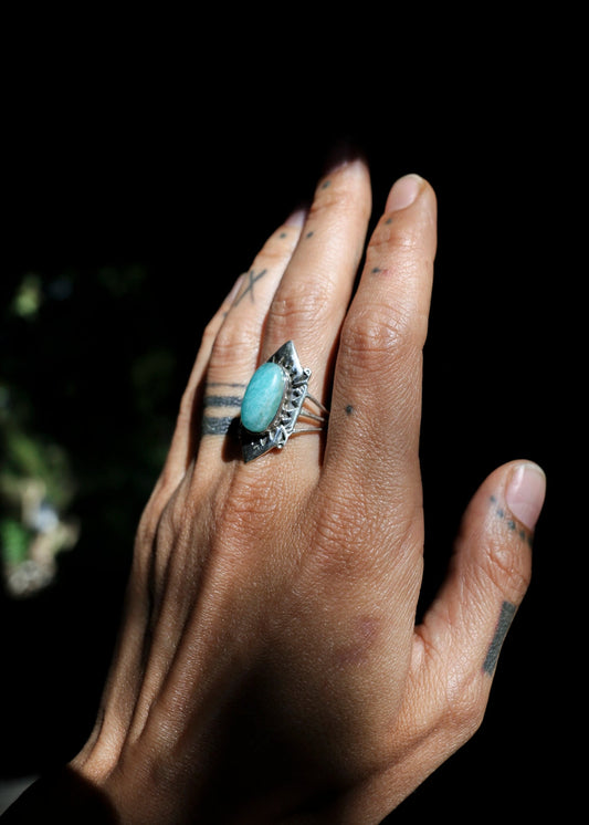 Beautiful Silver Ring with Aquamarine Stone