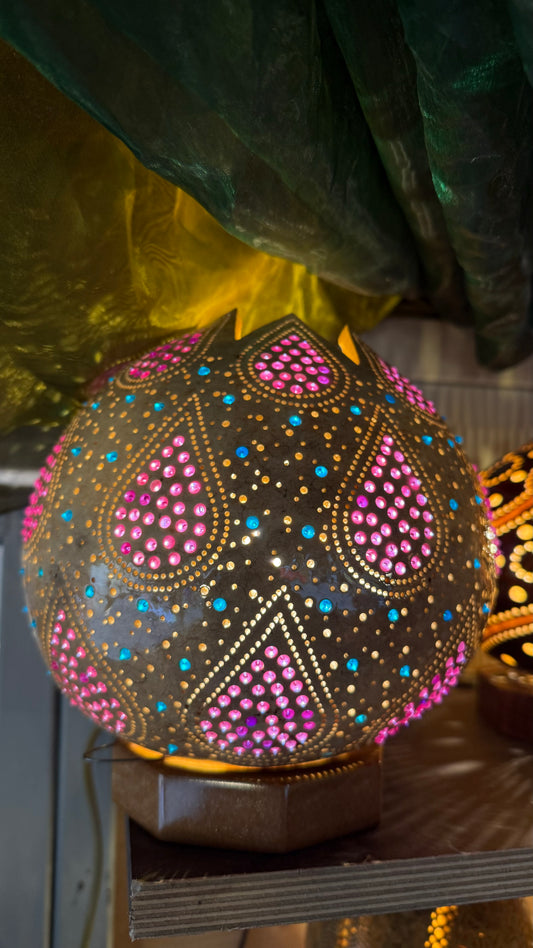 Lámpara de calabaza con toque artesanal