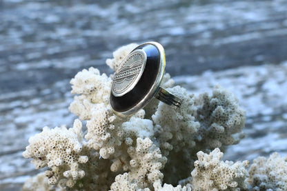 Niger Ebony Wood & Silver Inlay Ring