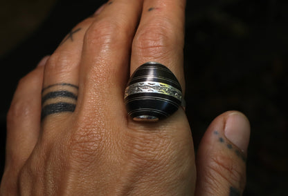Niger Ebony Wood & Silver Ring