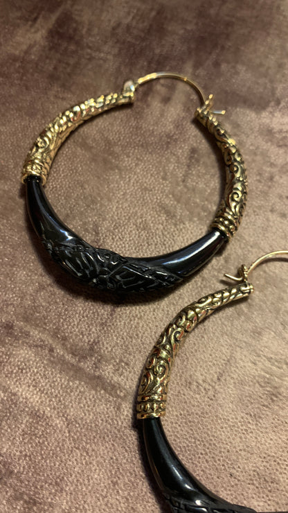 Horn,Brass Earrings-Bali