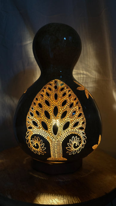 Enchanting Tree & Flowers Gourd Lamp