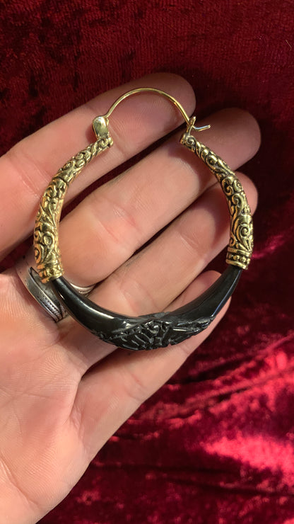 Horn,Brass Earrings-Bali