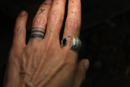 Niger Silver & Black Onyx Open Ring