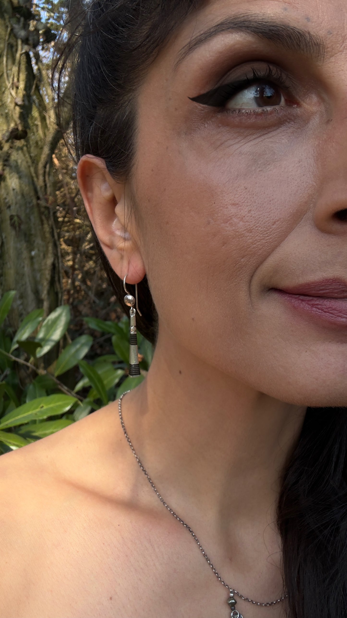 Handmade Silver and Ebony Earrings from Niger