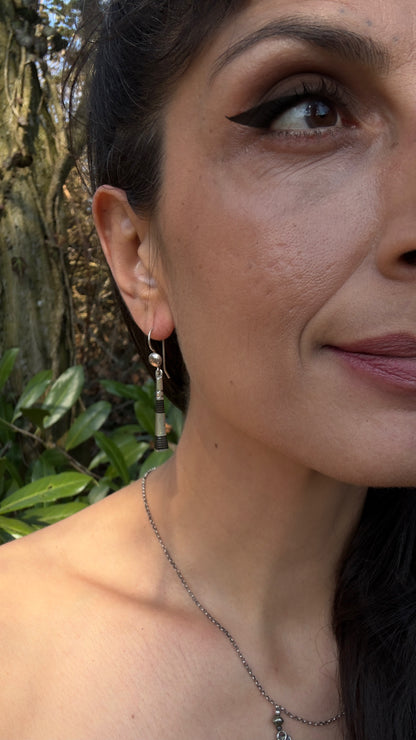 Handmade Silver and Ebony Earrings from Niger