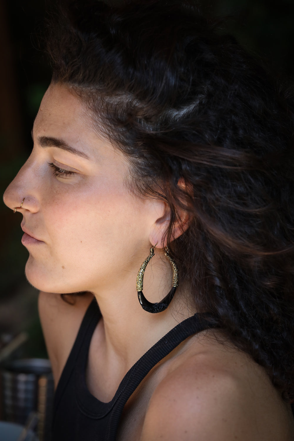 Horn,Brass Earrings-Bali