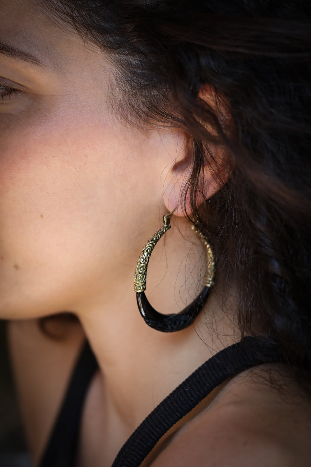 Horn,Brass Earrings-Bali