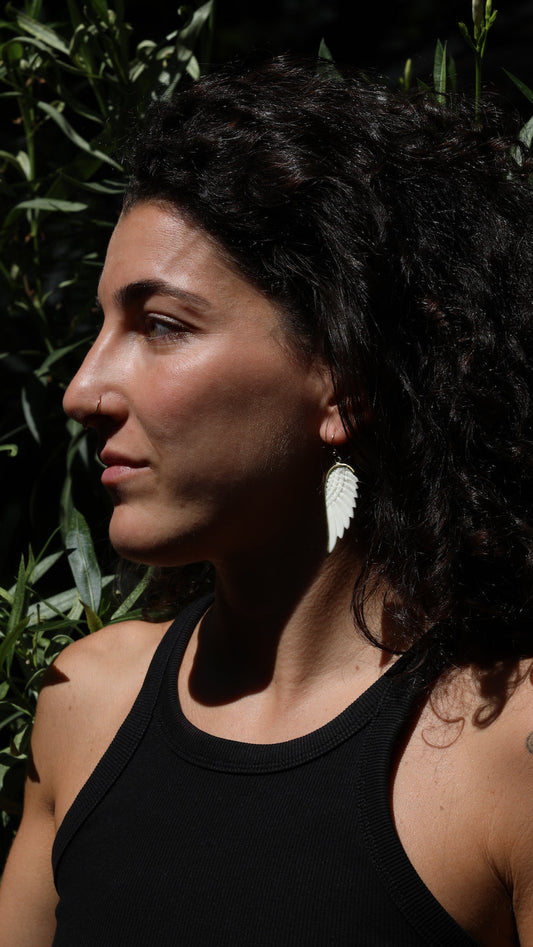 Bali White Wings Earrings