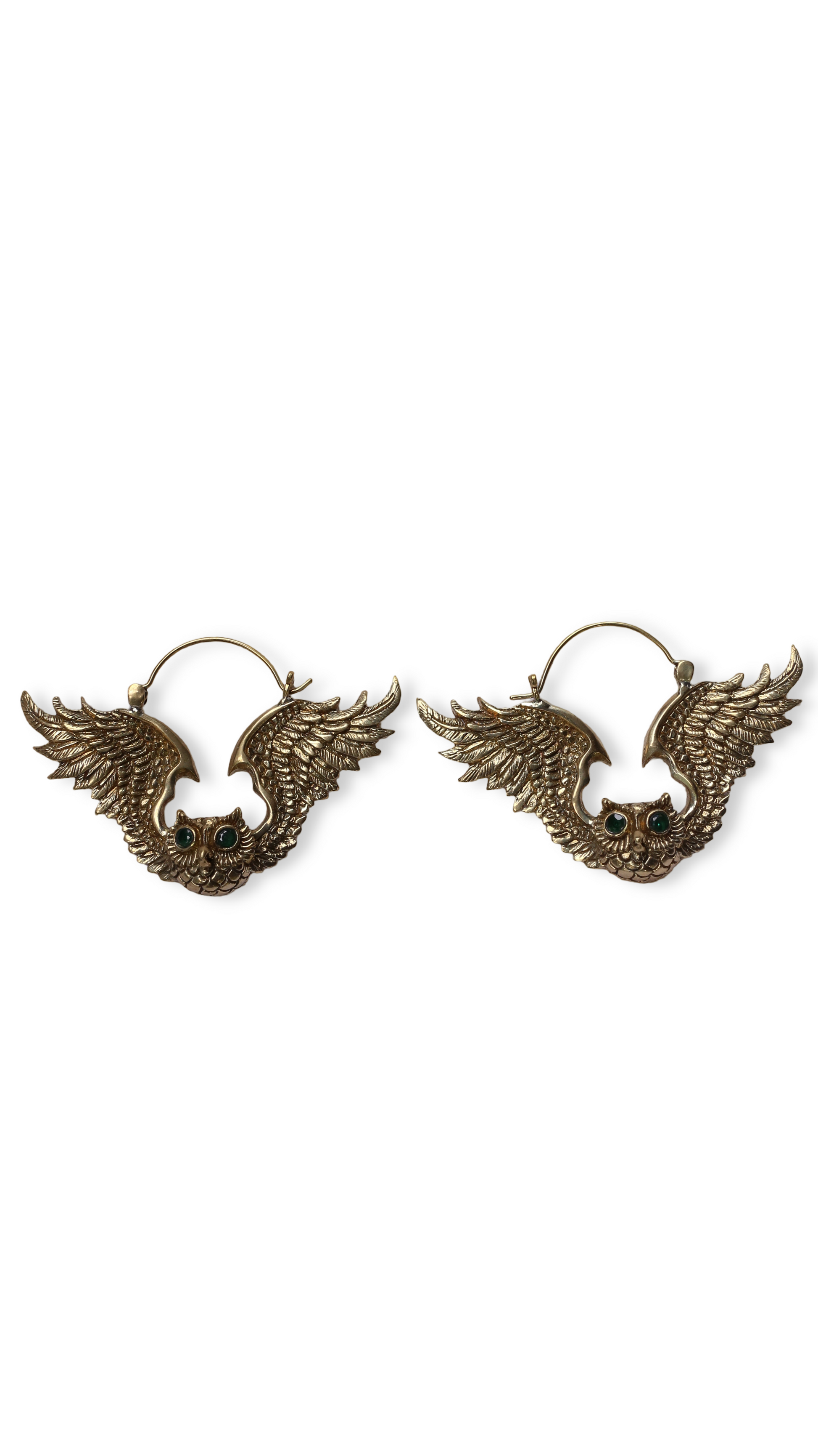 Pair of wing-shaped earrings, owl earrings
