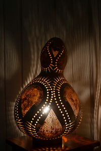  Collection, Calabash lamps, Unique, Carvings, Sizes, Serene ambiance, Soft glow, Decorative lighting, Elegance, Patterns, doti sutra, big lamp, boho light decor