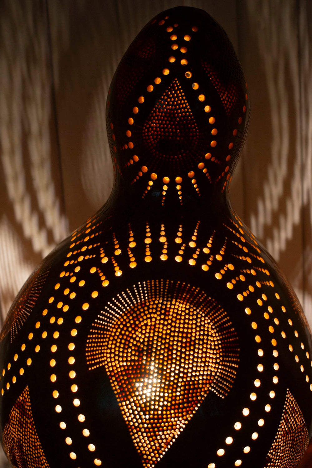  Collection, Calabash lamps, Unique, Carvings, Sizes, Serene ambiance, Soft glow, Decorative lighting, Elegance, Patterns, doti sutra, big lamp, boho light decor