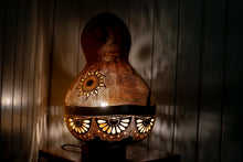 Load image into Gallery viewer, Collection, Calabash lamps, Unique, Carvings, Sizes, Serene ambiance, Soft glow, Decorative lighting, Elegance, Patterns, doti sutra, Switzerland deco lights