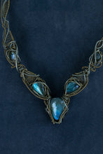 Load image into Gallery viewer, wire wrap jewellery, stone pendant, labradorite pendant, doti sutra, zehra keskin, artjewellery