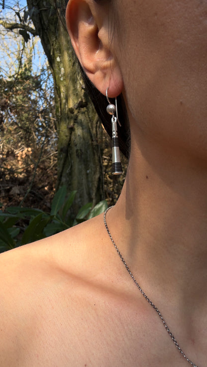 Handmade Silver and Ebony Earrings from Niger