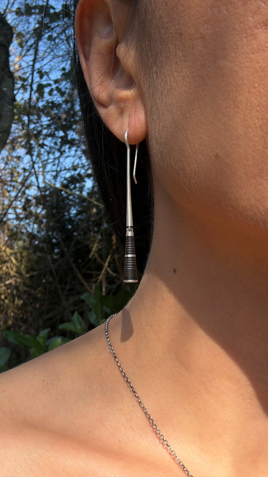 Boucles d'oreilles artisanales en argent et ébène du Niger