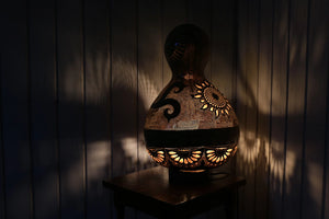 Exquisite gourd lamp, Bodrum-inspired decor, handcrafted elegance, artisanal craftsmanship