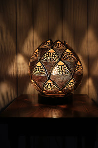 Artisanal gourd lamp, craftsmanship, Bodrum-inspired lighting, natural elegance