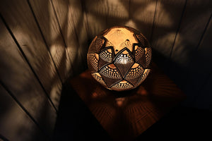 Artisanal gourd lamp, craftsmanship, Bodrum-inspired lighting, natural elegance