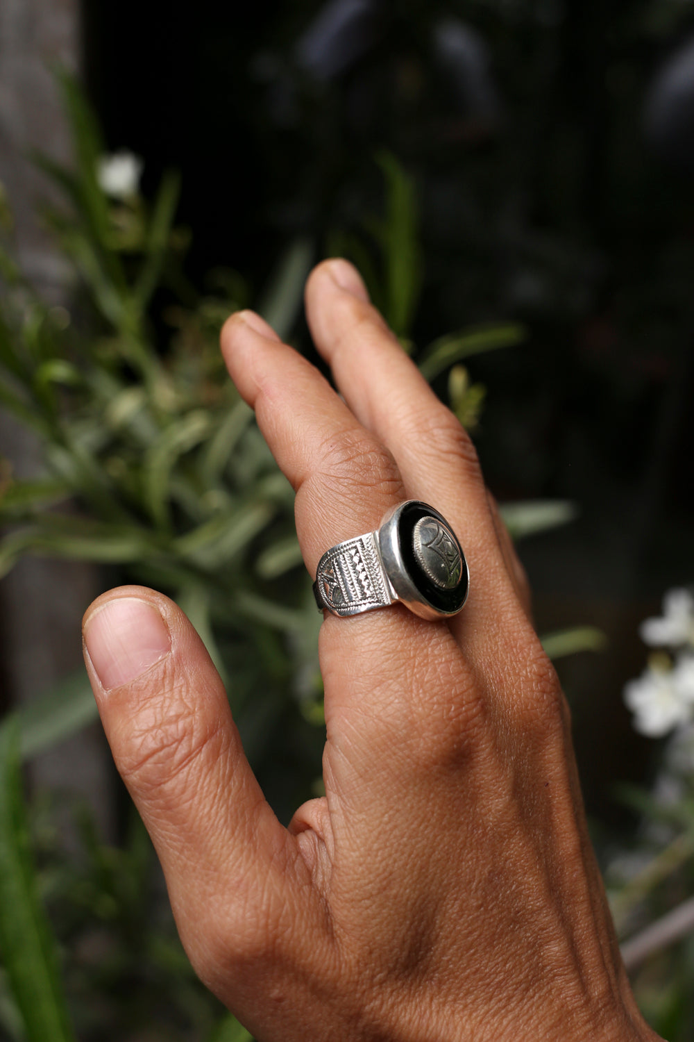 Silver & Onyx Ring – Handcrafted in Niger
