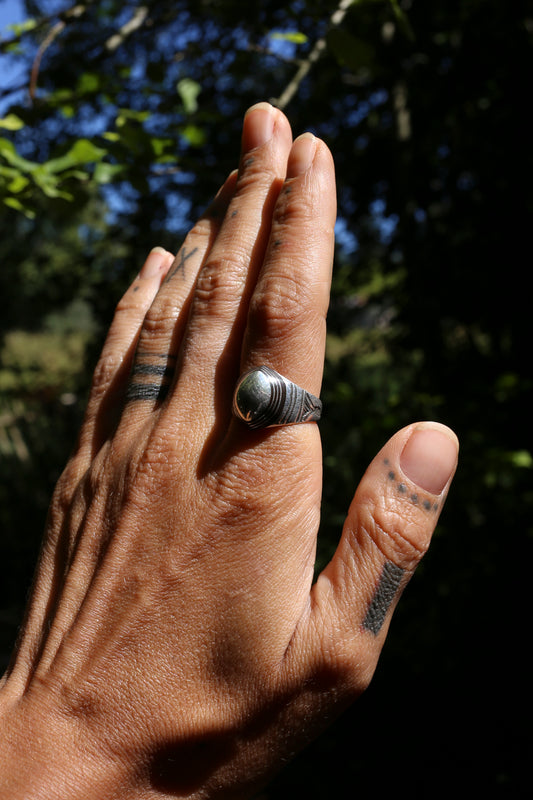 Authentic Tuareg silver ring from Niger, artisan crafted