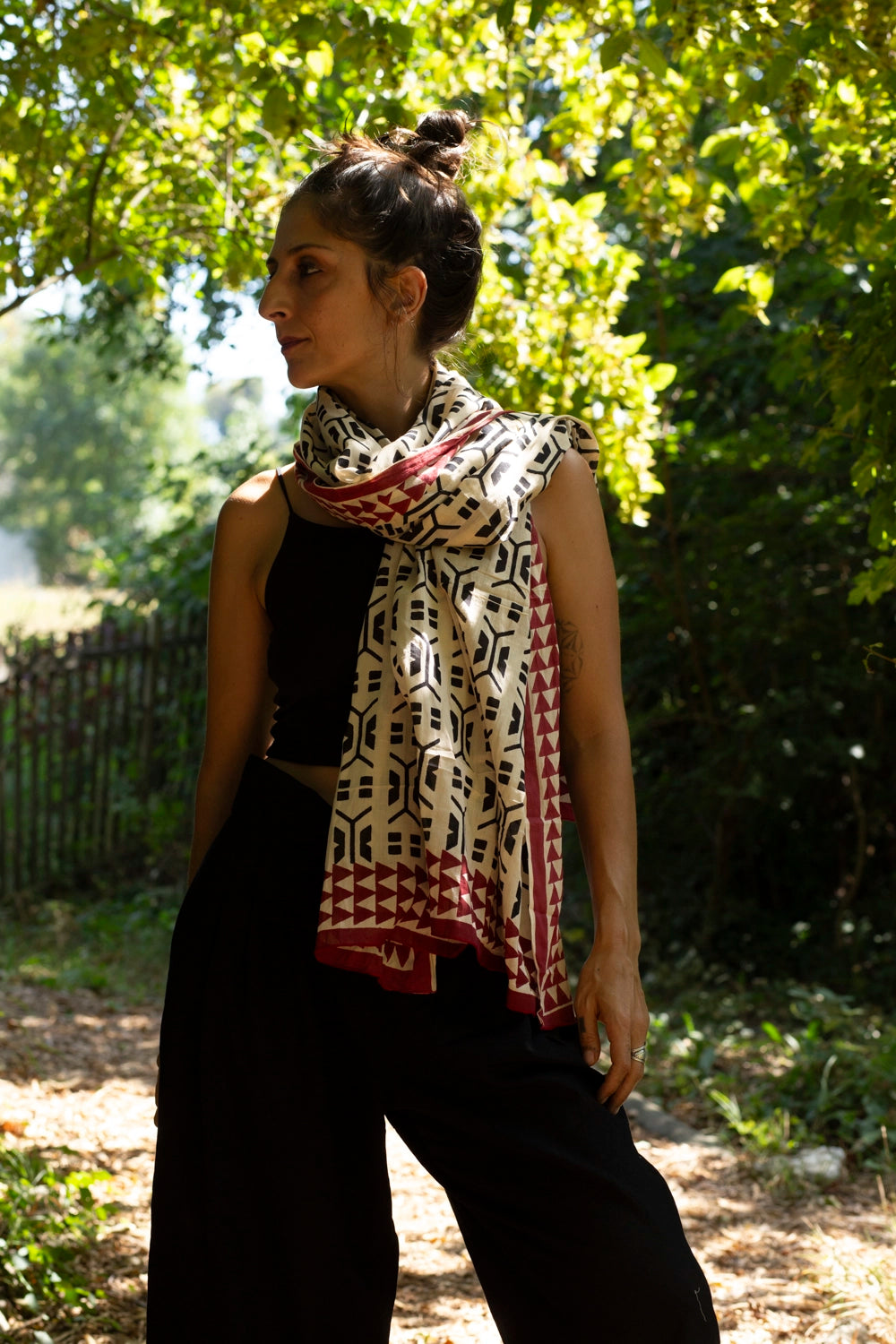 cotton colorful scarf, vibrant cotton scarf, handcrafted scarf India, colorful accessory, Indian craftsmanship, breathable cotton scarf, authentic style, versatile fashion, colorful elegance