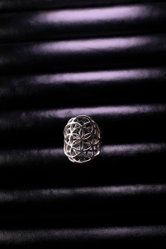 Silver ring Flower of life II