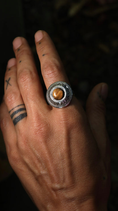 tiger eye silver ring