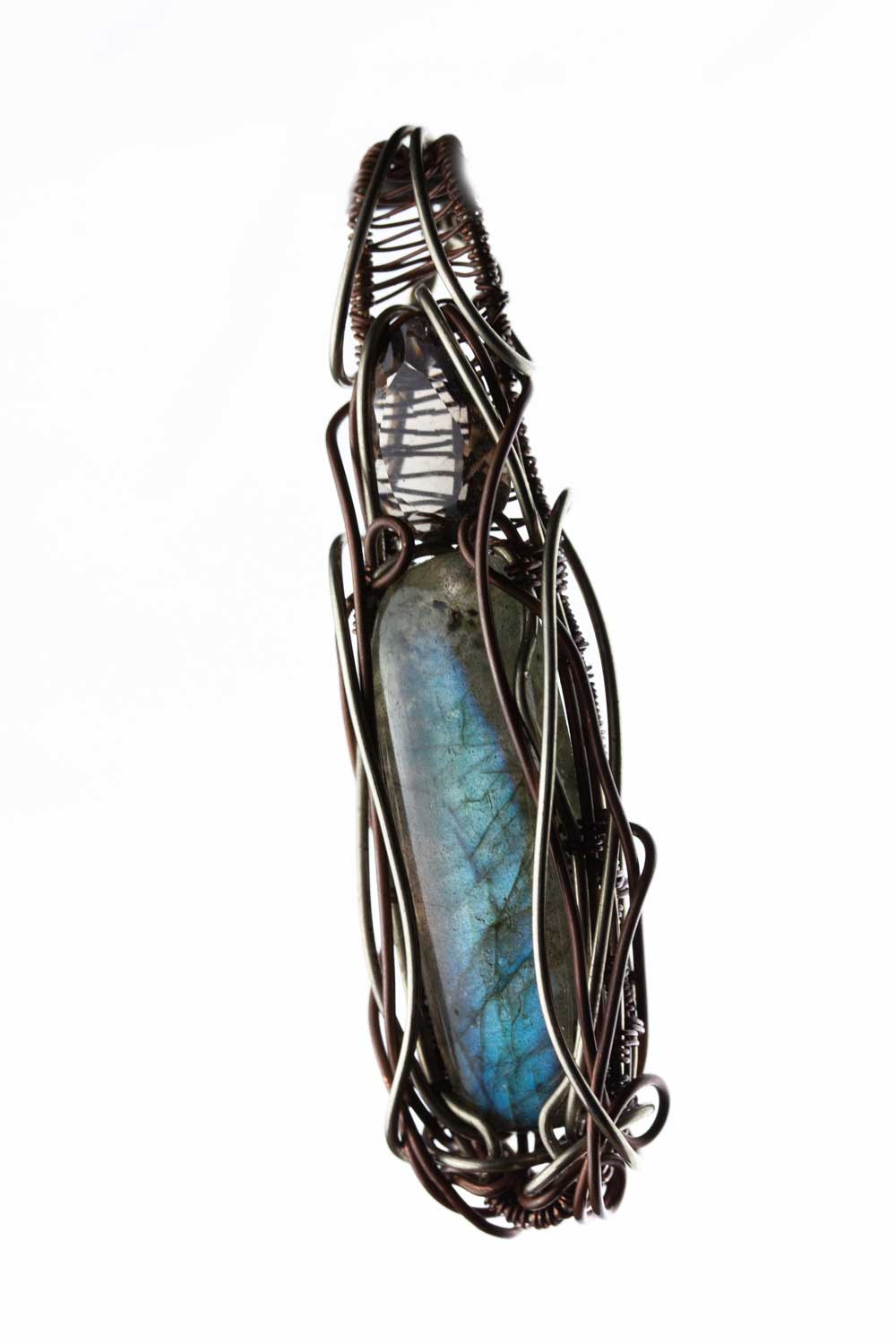 Labradorite - Smoky Quartz gemstone pendant doti sutra jewellery handmade