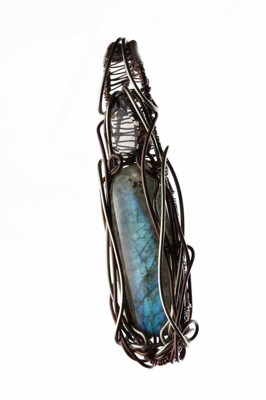 Labradorite - Smoky Quartz gemstone pendant doti sutra jewellery handmade