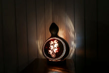 Load image into Gallery viewer, calabash, lamp, shade, handmade lamp, gourd lamp switzerland, doti sutra, gourds