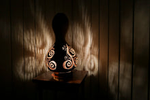 Load image into Gallery viewer, calabash, lamp, shade, handmade lamp, gourd lamp switzerland, doti sutra, gourds