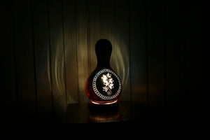 calabash, lamp, shade, handmade lamp, gourd lamp switzerland, doti sutra, gourds