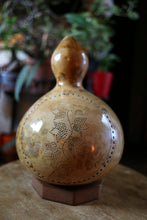 Load image into Gallery viewer, calabash, lamp, shade, handmade lamp, gourd lamp switzerland, doti sutra, gourds