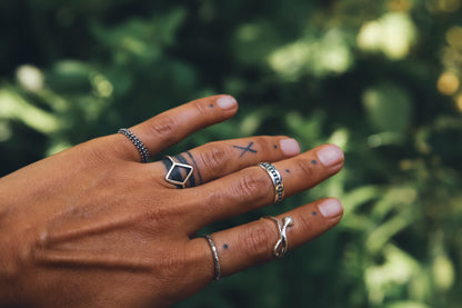 geometric ring silver minimal doti sutra indian jewellery small gift