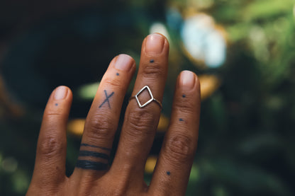 geometric ring silver minimal doti sutra indian jewellery small gift